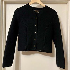 Geiger Wool Jacket Women's Size 40 Black with Gold Buttons Made in Austria